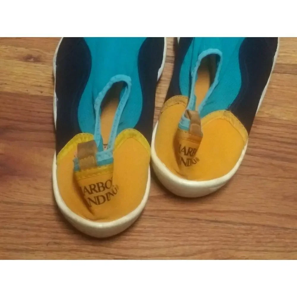 HARBOR LANDING Water Shoes Mens Size 10 Black Turquoise Blue Orange Boat Shoes
